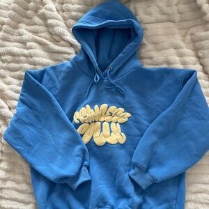 Princess Polly Blue Hoodie with Cream Logo